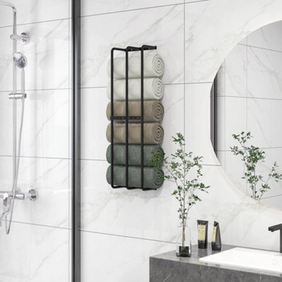 Homcom Metal Towel Rack Wall Mounted3 Bar Towel Rail For BathroomBlack from B&Q