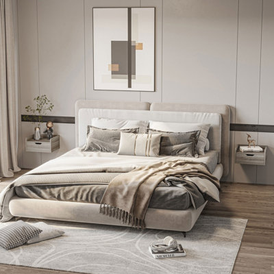 Homcom Floating Nightstands Set Of 2Nightstand With DrawerGrey from B&Q