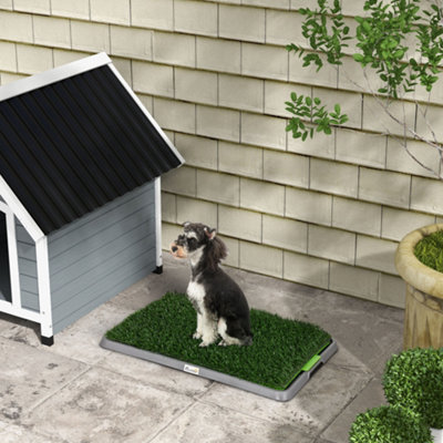 Pawhut Green Artificial Grass Dog Toilet W/ Tray For Potty Training Indoor Outdoor, 2 Packs In - Image 4