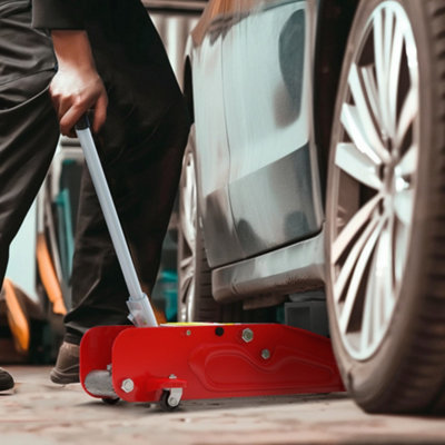 Homcom Hydraulic Low Profile Car Jack 2 Ton Capacity For Car Garage Tyre Repair