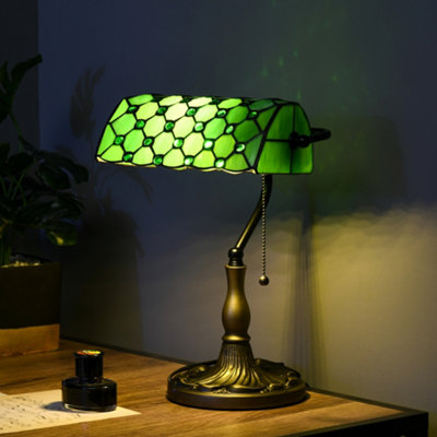 Portland Green Stained Glass Vintage Table Lamp - Image 12