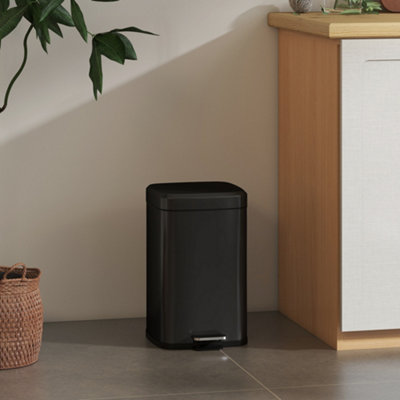 Homcom 20L Kitchen Pedal BinMetal Rubbish Bin With Soft-Close LidBlack from B&Q