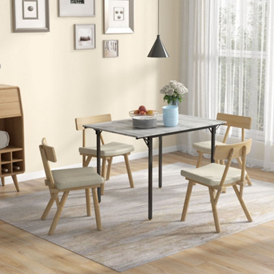 Homcom Folding Dining Table, Drop Leaf Table For 2-4 People, Grey - Image 9