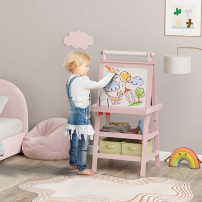 Aiyaplay Double-Sided Art Easel For Kids W/ Paper RollStorage Baskets Pink from B&Q
