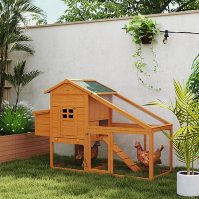 Pawhut Wooden Chicken Coop With RunNesting BoxSlide-Out TrayRamp from B&Q