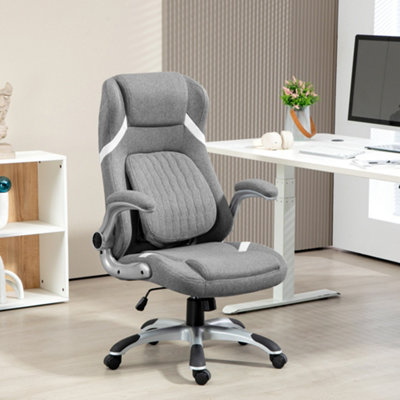 Vinsetto Fabric Office Desk Chair With Adjustable Height Tilt Function Grey from B&Q