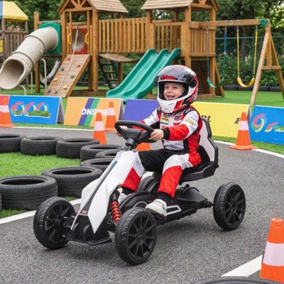 B&Q -  12V Electric Go Kart W/ Forward Reversing 2 Speeds For 3-8 Yrs White