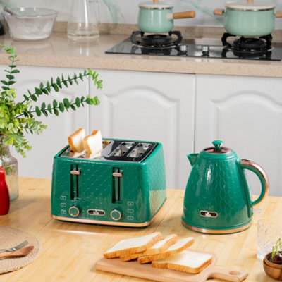 B&Q -  1.7L Kettle And Toaster Set With Defrost Reheat And Crumb Tray Green - Image 7