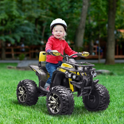Homcom 12V Quad Bike Atv With Led LightsMusicFor KidsYellow