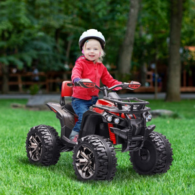 Homcom 12V Quad Bike Atv With Led LightsMusicFor KidsRed