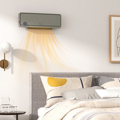 Homcom 1000W/2000W Wall Downflow Heater 10-49 Centigrade Temperature W/ Timer Remote