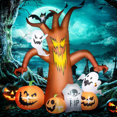Outsunny 7.9FT Inflatable Halloween Ghost Tree w/Pumpkins Ghosts Tombstone - Image 5