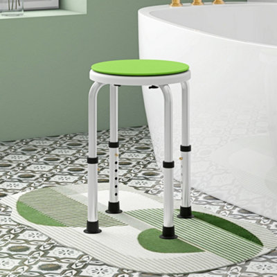 HOMCOM 360° Swivel Seat Bath Shower Stool Adjustable Height Green | Shower Chair, Aluminium Frame, Non-Slip Feet, Safe Support, Home Assistance - Image 9