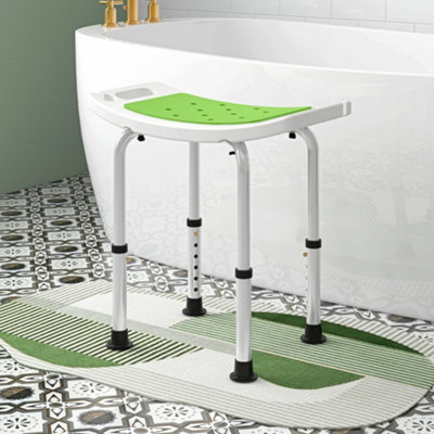 HOMCOM Adjustable Aluminium Shower Stool - Green - Small - Image 6