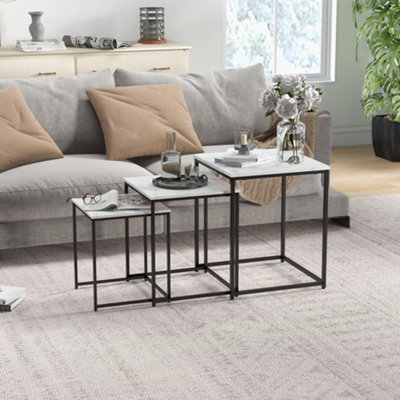 Homcom Nesting Coffee Tables Set Of 3 Stacking Sofa Side Tables White from B&Q