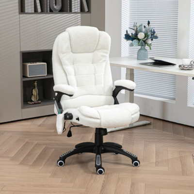 Vinsetto Office Chair W/ Heating Massage Points Relaxing Reclining White from B&Q