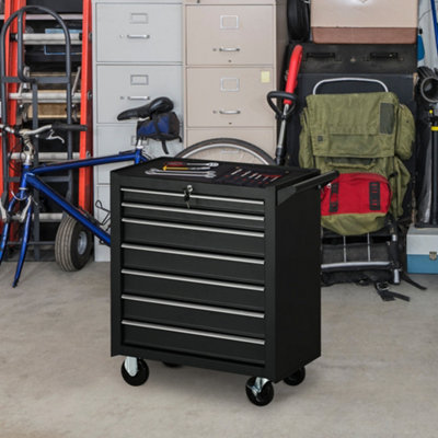 Durhand Roller Tool Storage Chest Box Garage Workshop 7 Drawers Black from B&Q