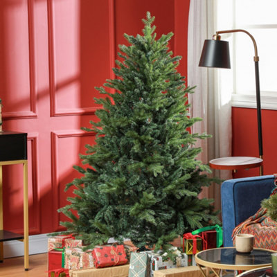 Homcom 5 Ft Artificial Christmas Tree With Metal Base, Hinged Branches