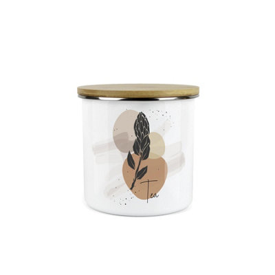 Purely Home Proteas Tea Storage CanisterWhite South African Floral Metal Enamel Food Storage Container from B&Q