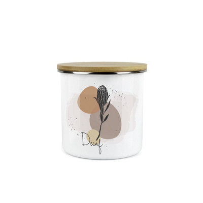 B&Q -  Proteas Decaf Storage CanisterWhite South African Floral Metal Enamel Food Storage Container