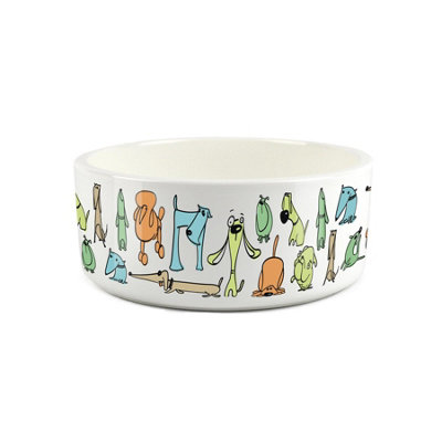 Purely Home Cartoon Dogs Large Ceramic Pet Food/Water Bowl - Image 3