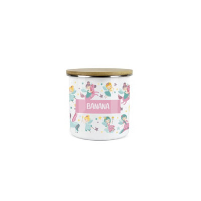 Purely Home Kids Mini Snack PotLunchtime Unicorn Fairy Banana Storage CanisterEnamel Storage Container from B&Q