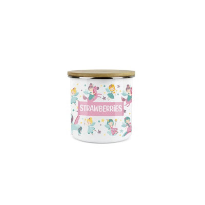 Purely Home Kids Mini Snack PotLunchtime Unicorn Fairy Strawberries Storage CanisterEnamel Storage Container from B&Q