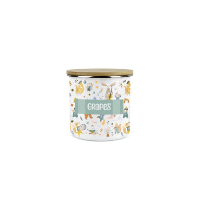 Purely Home Kids Mini Snack PotLunchtime Musical Creatures Grapes Storage CanisterEnamel Storage Container from B&Q