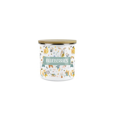 Purely Home Kids Mini Snack PotLunchtime Musical Creatures Blueberries Storage CanisterEnamel Storage Container from B&Q