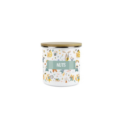 Purely Home Kids Mini Snack Pot - Lunchtime Musical Creatures Nuts Storage Canister - Enamel Storage Container