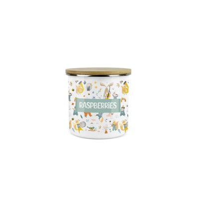 Purely Home Kids Mini Snack PotLunchtime Musical Creatures Raspberries Storage CanisterEnamel Storage Container from B&Q
