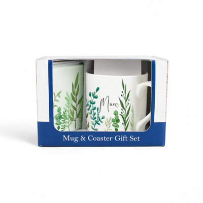 Purely Home Mum Mug & Coaster Gift SetGreen Leaves & Foliage Indoor Plants Bone China Mug And Coaster SetPresent For Mothers Day from B&Q