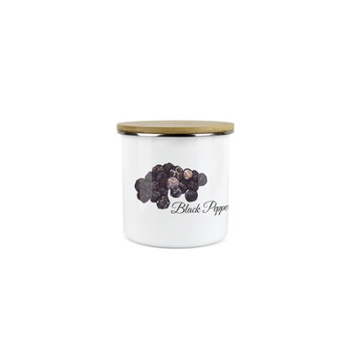 Purely Home Black Pepper Mini Storage JarClassic Cooking Herbs Metal Enamel Food Storage Container