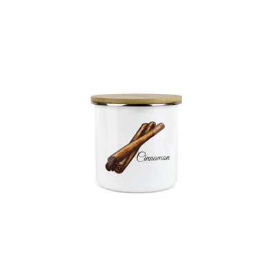 Purely Home Cinnamon Spice JarMini Storage CanisterCooking Herbs Metal Enamel Food Storage Container