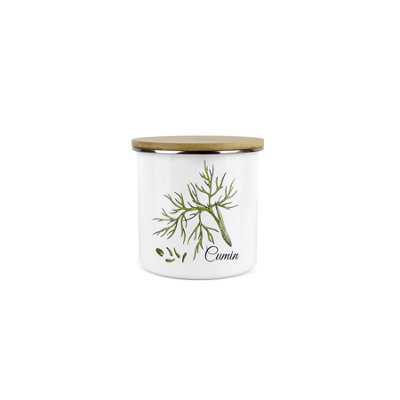 Purely Home Cumin Spice JarMini Storage CanisterCooking Herbs Metal Enamel Food Storage Container