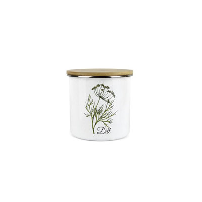 Purely Home Dill Herb JarMini Storage CanisterCooking Herbs Metal Enamel Food Storage Container