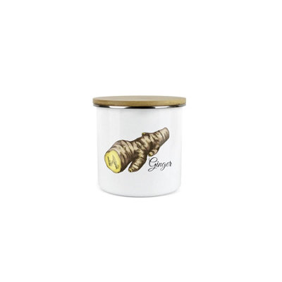Purely Home Ginger Spice JarMini Storage CanisterCooking Herbs Metal Enamel Food Storage Container