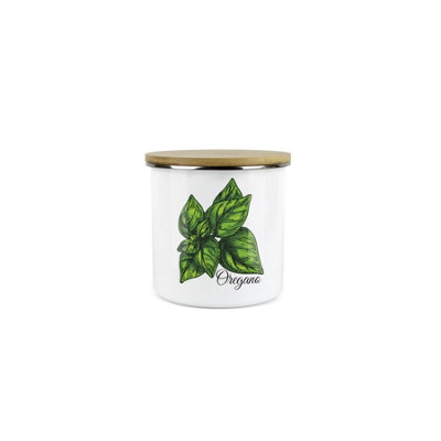 Purely Home Oregano Herb JarMini Storage CanisterCooking Herbs Metal Enamel Food Storage Container