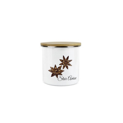 Purely Home Star Anise Spice JarMini Storage CanisterCooking Herbs Metal Enamel Food Storage Container
