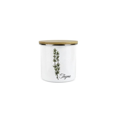 Purely Home Thyme Herb JarMini Storage CanisterCooking Herbs Metal Enamel Food Storage Container