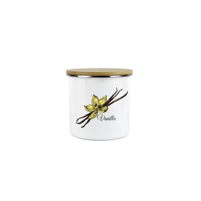 Purely Home Vanilla Spice JarMini Storage CanisterCooking Herbs Metal Enamel Food Storage Container