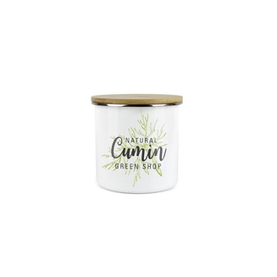 Purely Home Cumin Spice JarMini Storage CanisterCooking Green Herbs Metal Enamel Food Storage Container