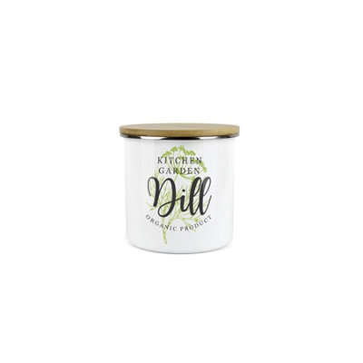 Purely Home Dill Herb JarMini Storage CanisterCooking Green Herbs Metal Enamel Food Storage Container