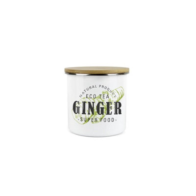 Purely Home Ginger Spice JarMini Storage CanisterCooking Green Herbs Metal Enamel Food Storage Container
