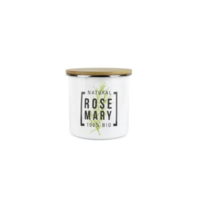 B&Q -  Rosemary Herb JarMini Storage CanisterCooking Green Herbs Metal Enamel Food Storage Container