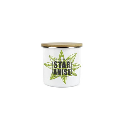 B&Q -  Star Anise Spice JarMini Storage CanisterCooking Green Herbs Metal Enamel Food Storage Container