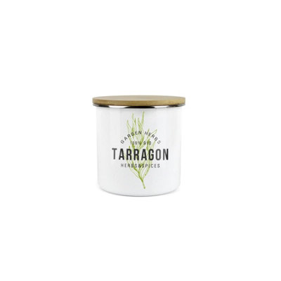 Purely Home Tarragon Herb JarMini Storage CanisterCooking Green Herbs Metal Enamel Food Storage Container