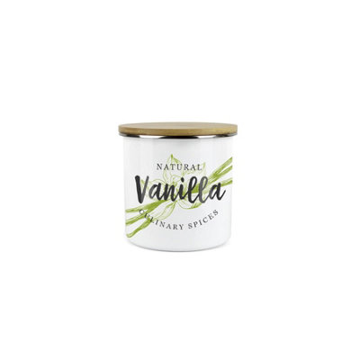 Purely Home Vanilla Spice Jar - Mini Storage Canister - Cooking Herbs Metal Enamel Food Storage Container Green