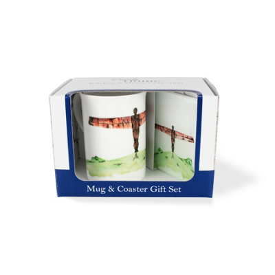 Purely Home Angel Of The North Mug & Coaster Gift SetBritish LandmarksBone China Mug And Glass Coaster SetTea/coffee Present from B&Q