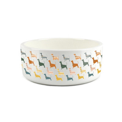 Purely Home Gingham Dachshunds Large Ceramic Pet Food/Water Bowl - Image 3